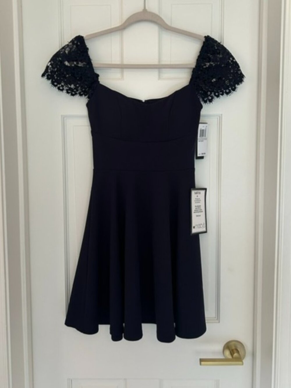 City Studio Navy Lace Sleeve Fit & Flare Dress – Size 0 – NWT